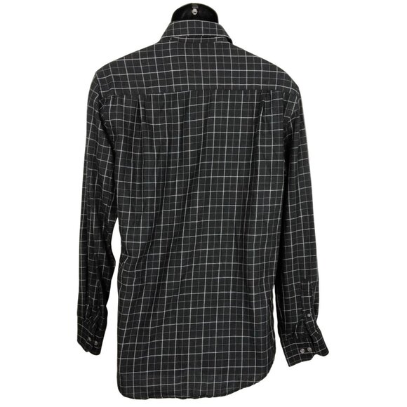Van Heusen Mens Black & White Windowpane Check Button-Up Shirt Size S/P 14-14.5 - Picture 2 of 9